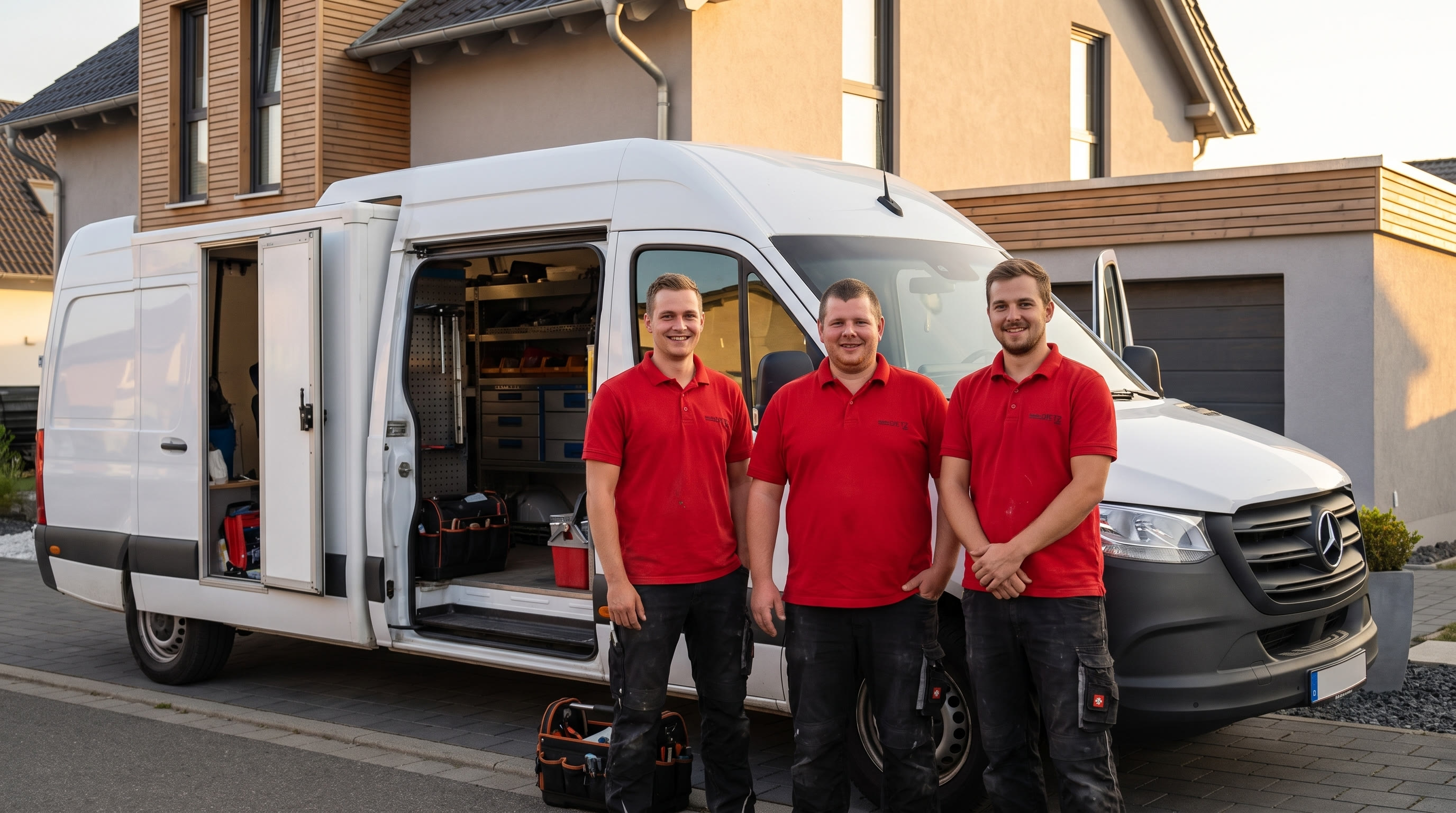 Das Elektro-Dietz-Team vor dem Servicewagen